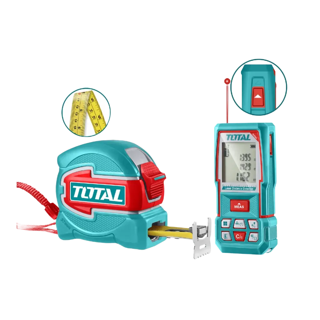 [6923736766603] KIT MEDIDOR DE DISTANCIAS LASER 100MTS + METRO 5 MTS HOJA 32MM INDUSTRIAL SUPER TOTAL