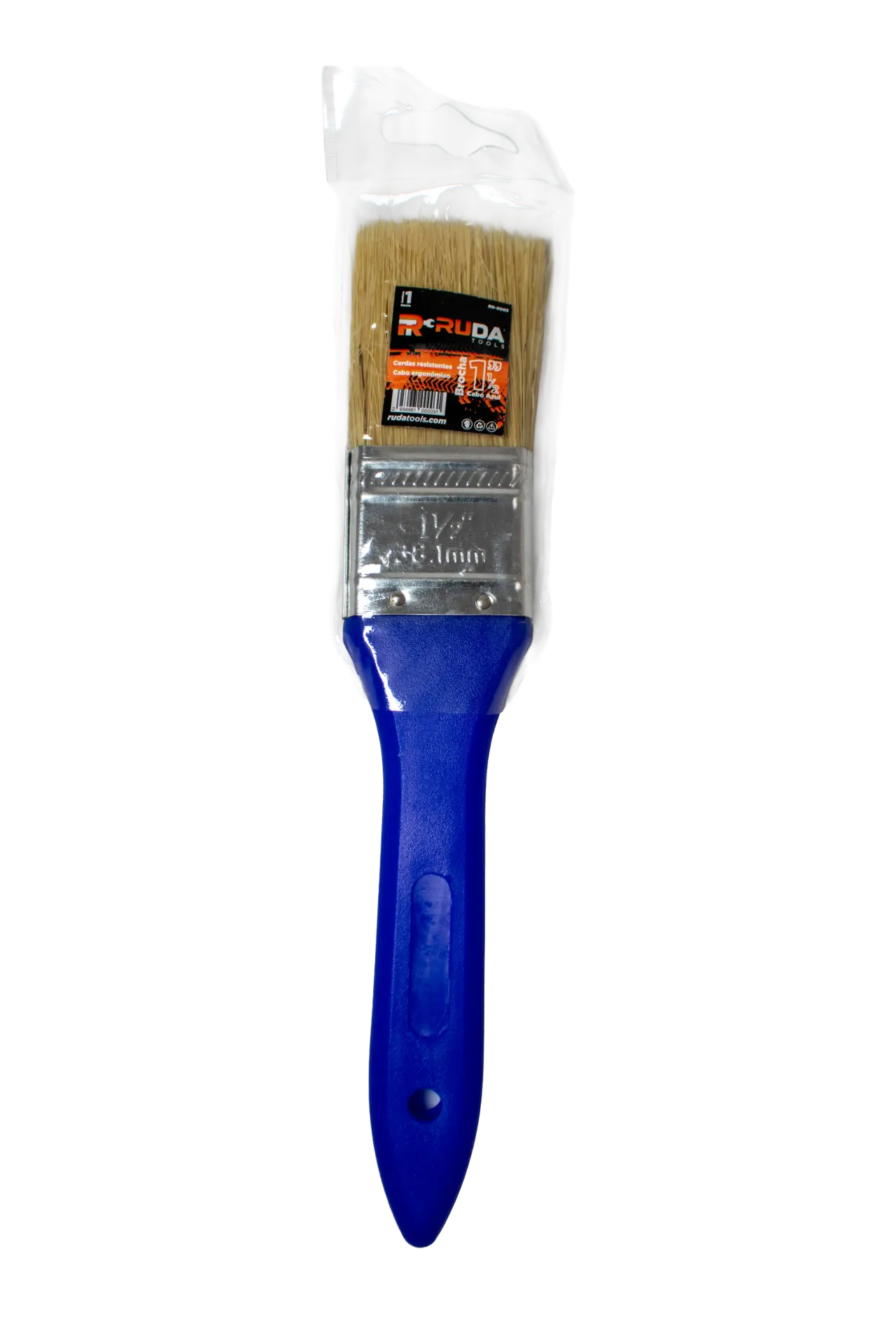 Brocha 1 1/2" Cerda Blanca RUDA Cabo Azul