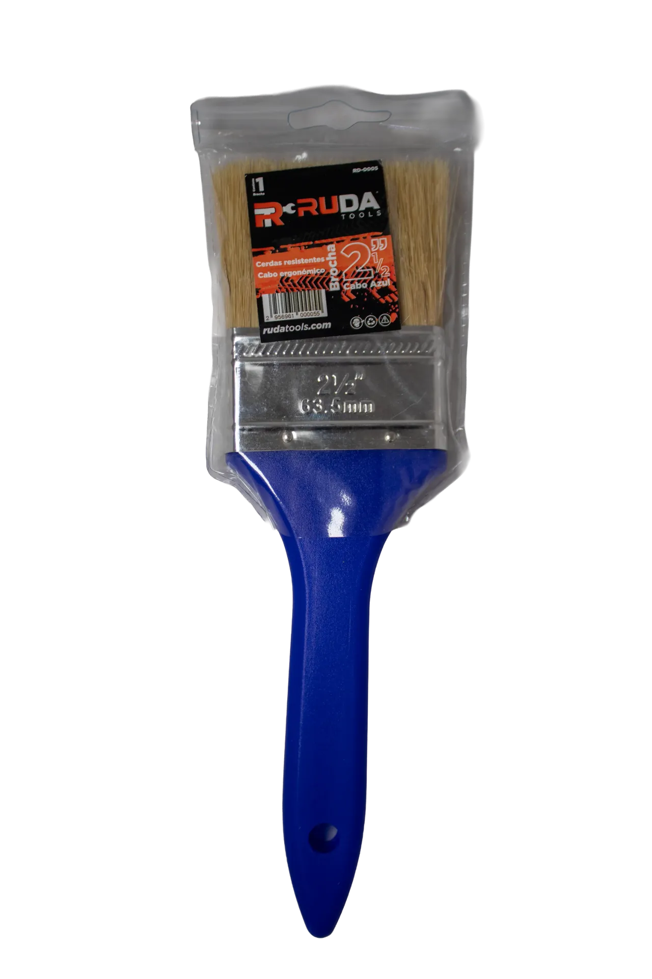 Brocha 2 1/2" cerda blanca RUDA cabo azul