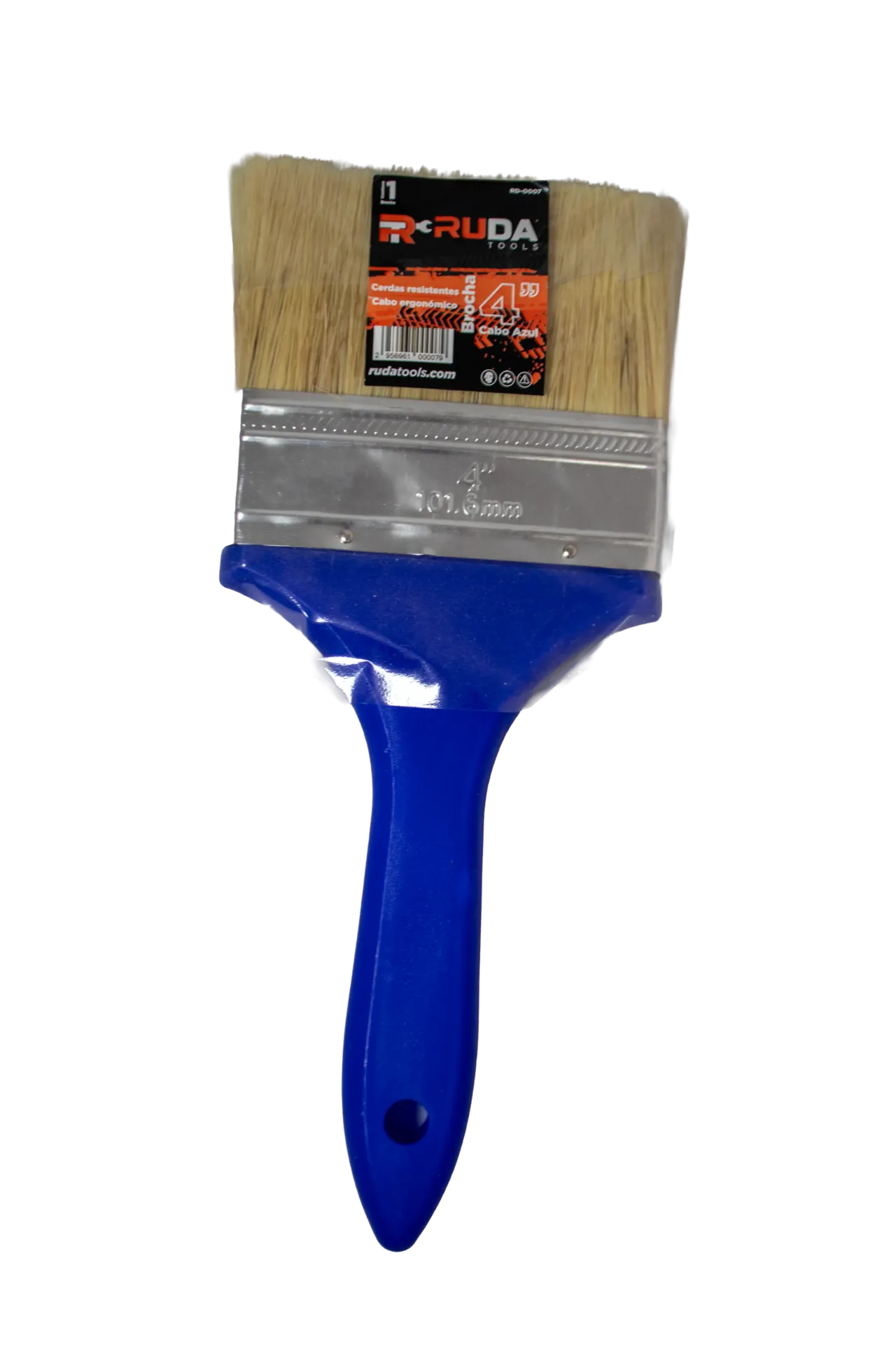 Brocha 4" cerda blanca RUDA cabo azul