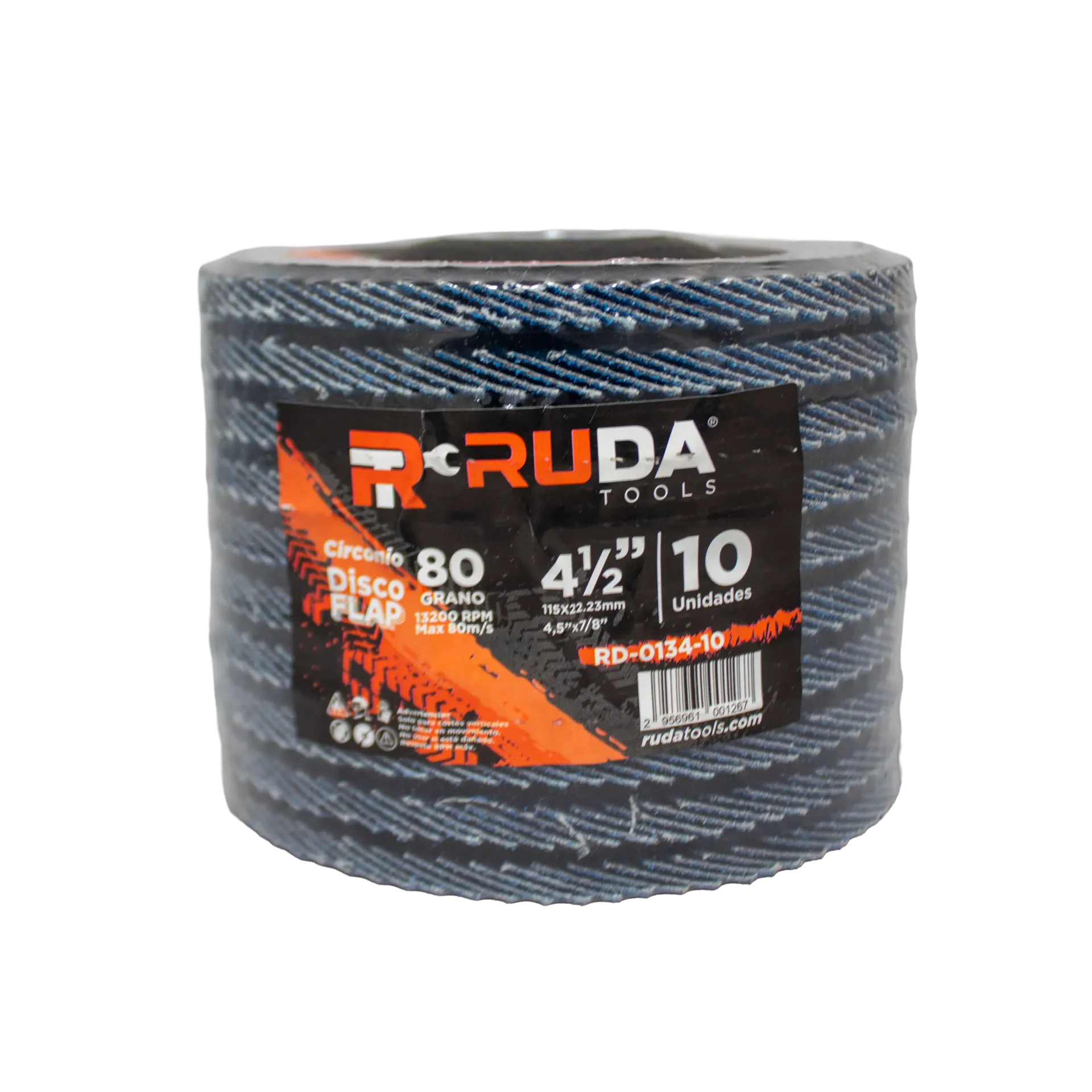 Disco Flap 4 1/2x7/8 Grano 80 Azul RUDA X 10 UND
