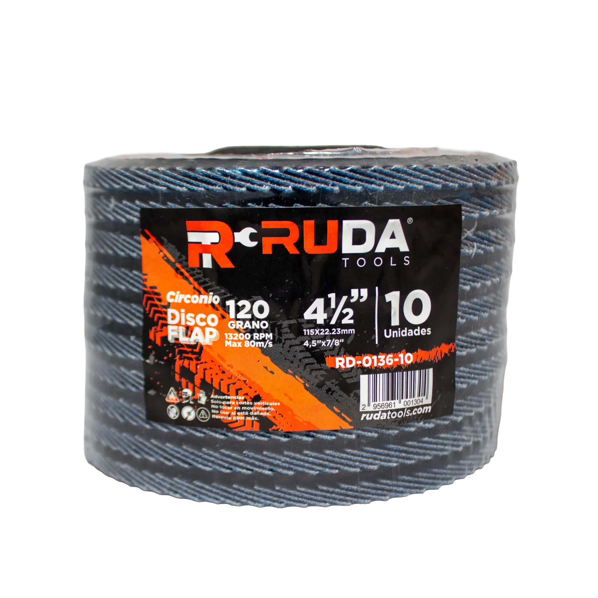 [2956961001304] Disco flap 4 1/2 grano 120 RUDA x10 unidades