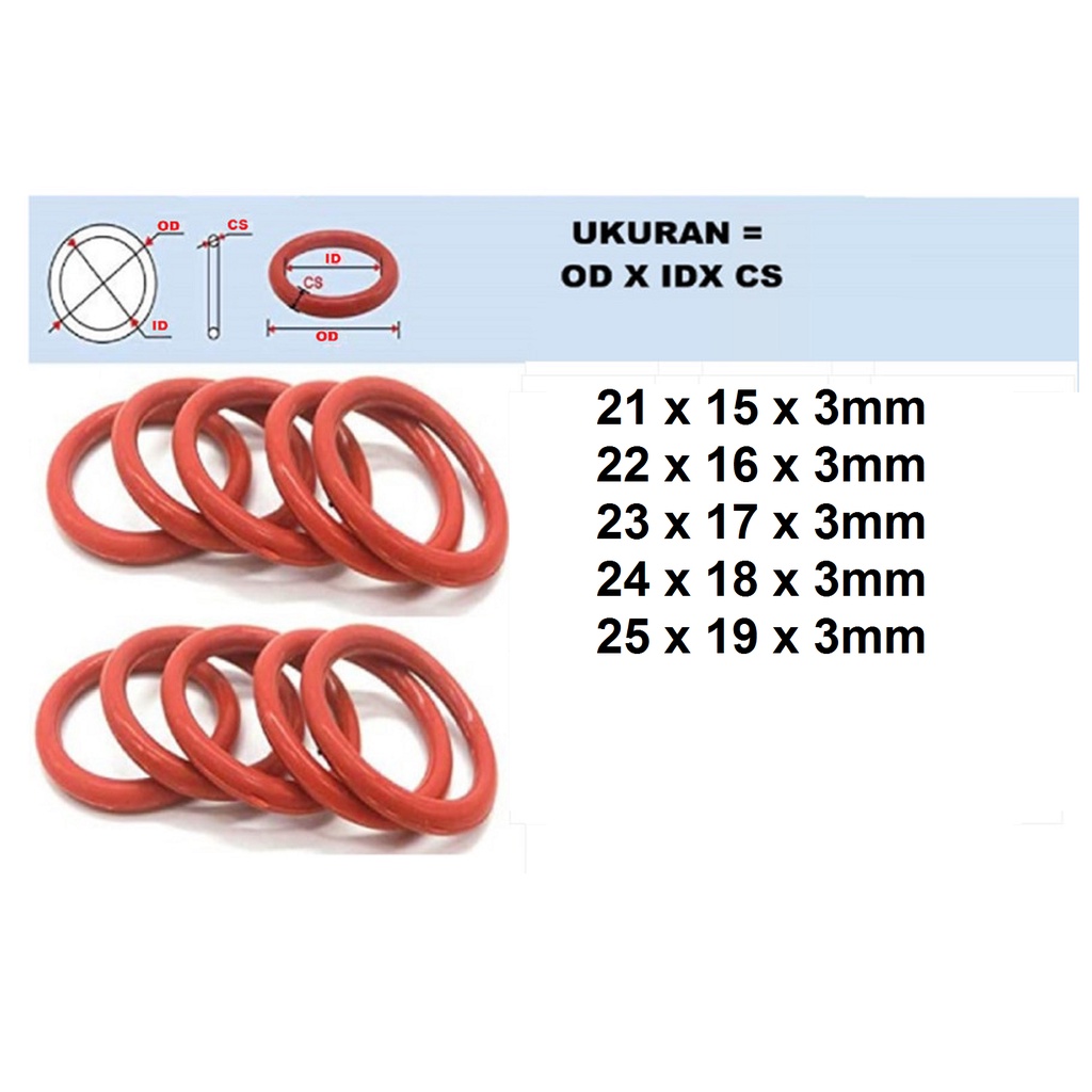 O-Ring de silicona roja 018