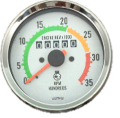 [02087116705] Tacómetro con Horómetro Mecánico Tablero Blanco Aro Cromado Veethree