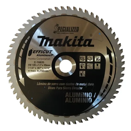 [088381173636] Disco de sierra circular Makita 7-1/4" x 60D para aluminio