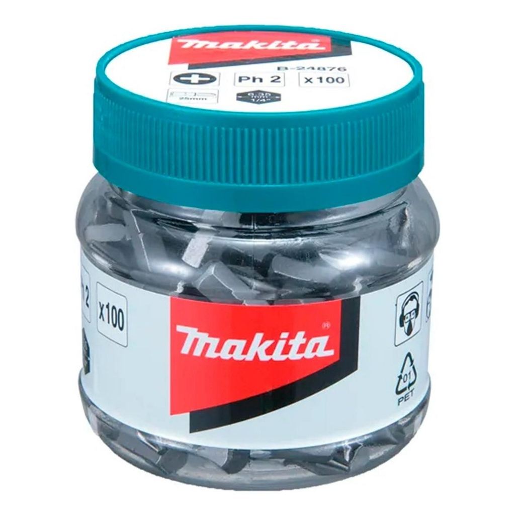 [088381356503] Jarra de puntas Makita PH#2 x 1-1/4" 100 piezas