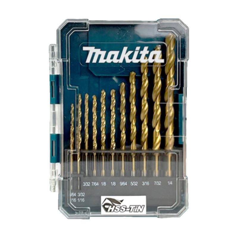 [088381580496] Juego de brocas HSS-TiN 13 pzas para metal Makita