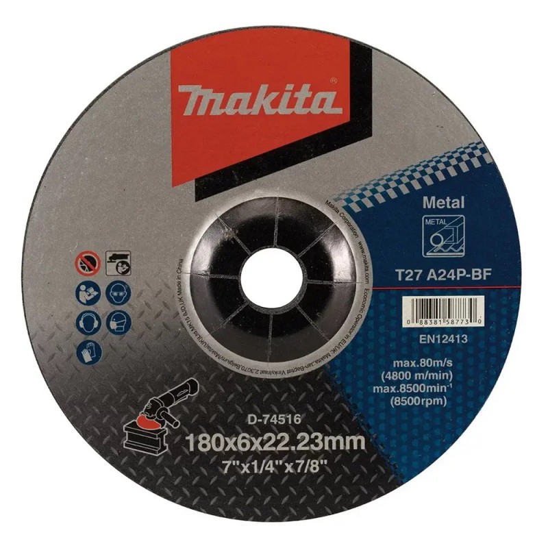 [088381587709] Disco abrasivo para pulir metal Makita 4-1/2" x 1/4" x 7/8"