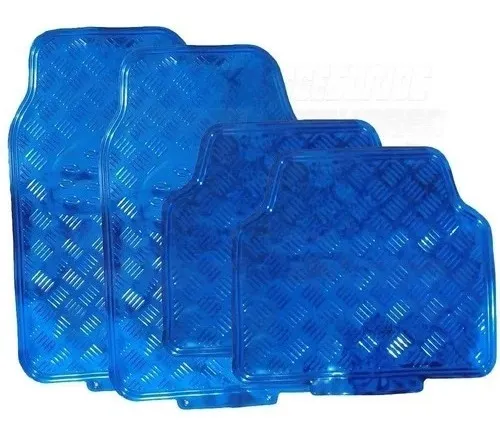 Juego de tapetes metalizados azul 4 piezas
