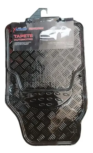 [102138N] Juego de Tapetes 4 Piezas Metalizado Negro