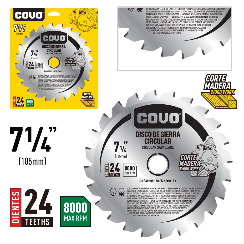 DISCO SIERRA CIRCULAR CORTE MADERA 7.1/4" X 24 DIENTES