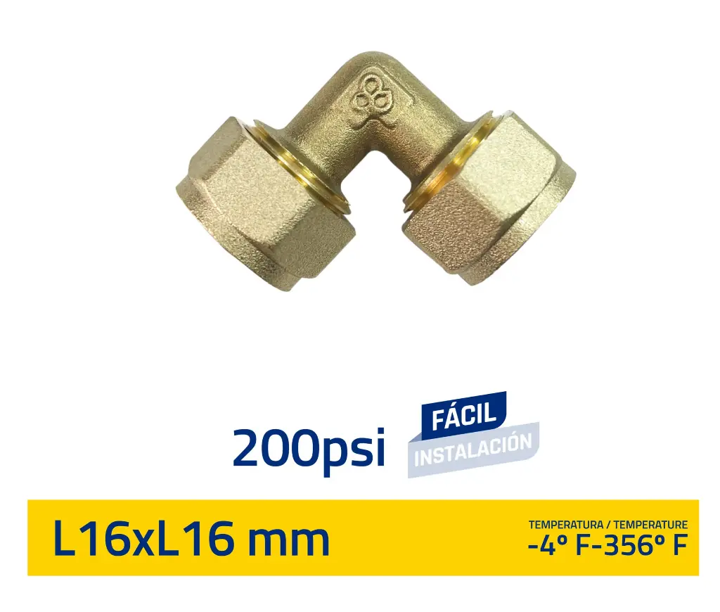 [(GV-G9004)] CODO 90° GAS L16MM X L16MM