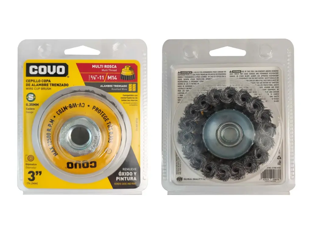 [(CV-WB-MT03)] CEPILLO DE COPA DE ALAMBRE TRENZADO MULTIROSCA 3"