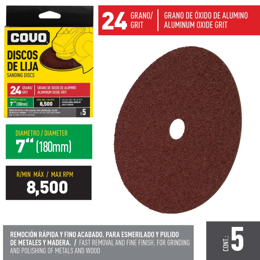 [(CV-SD-1824)] DISCO DE LIJA 7" GRANO 24 X 5 UNDS
