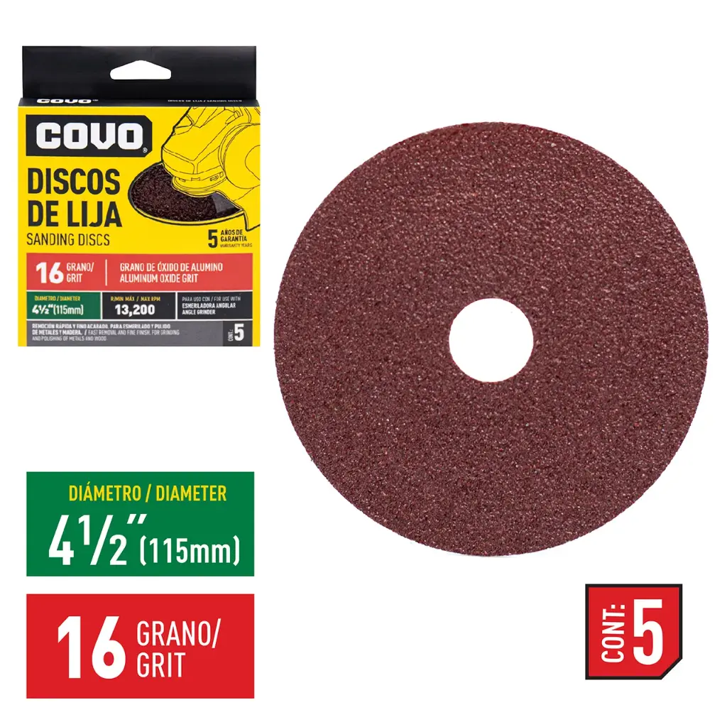 [(CV-SD-1516)] DISCOS DE LIJA PARA ESMERIL GRANO 16 X 5 UNDS