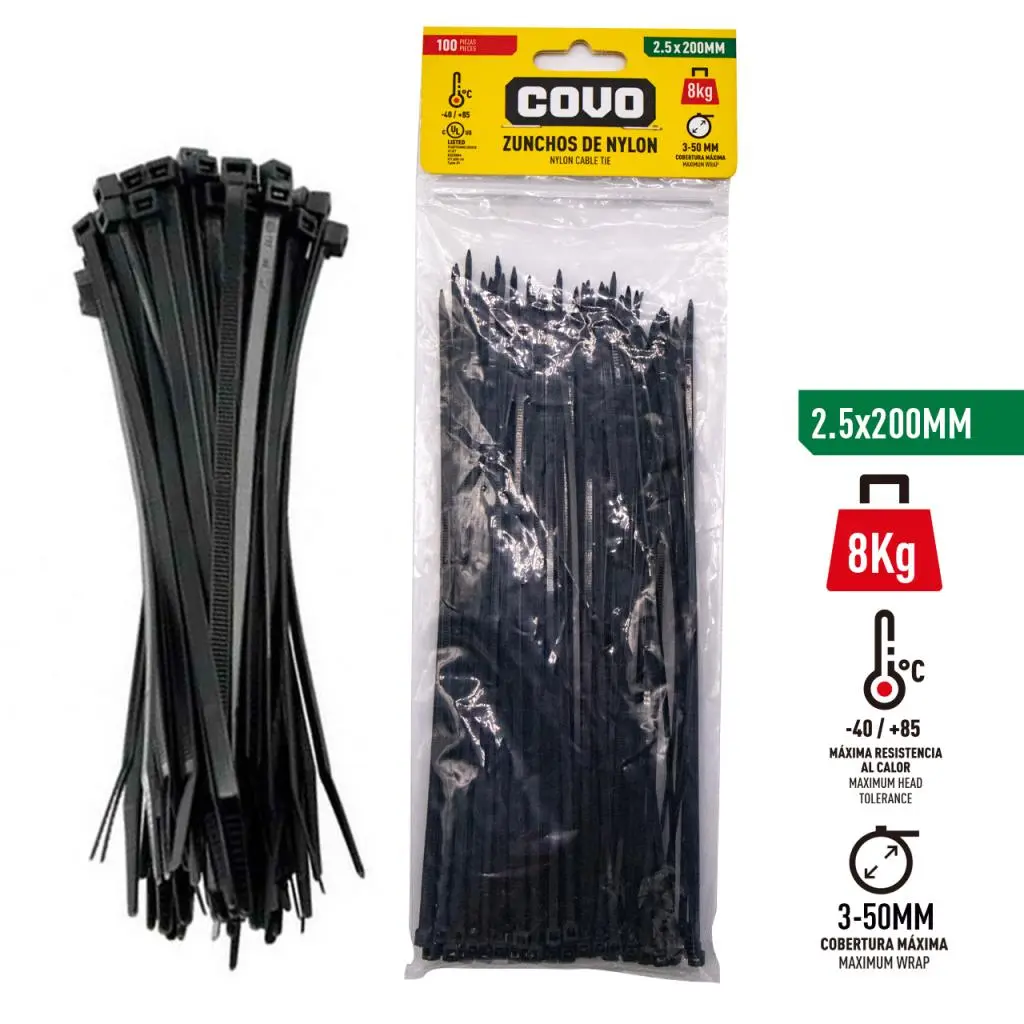 [686063] AMARRE NYLON 2,5X200MM X100 NEGRO