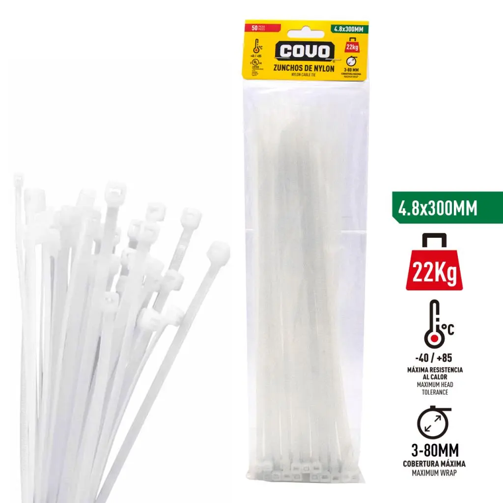 AMARRE NYLON BLANCOS 2.5X200MM -100PZAS