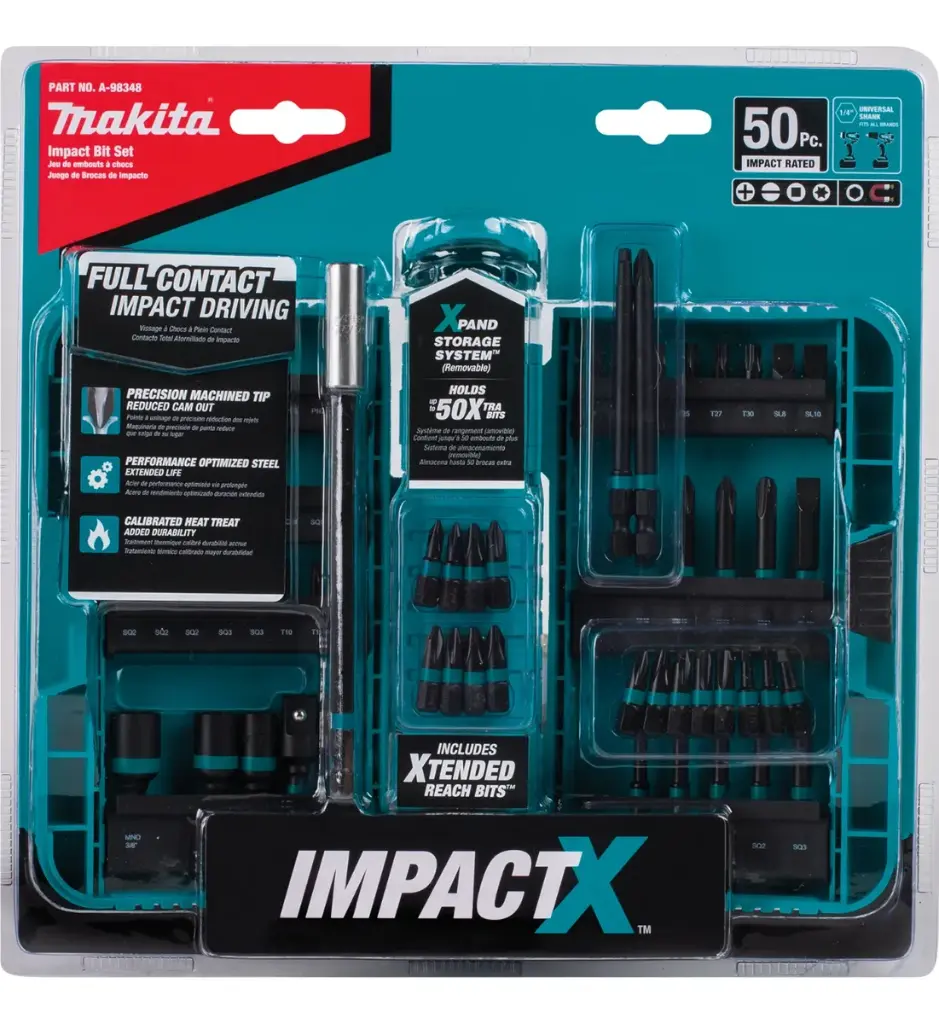 Kit de Puntas de Impacto Makita A-98348 | 50 Piezas Surtidas Profesionales