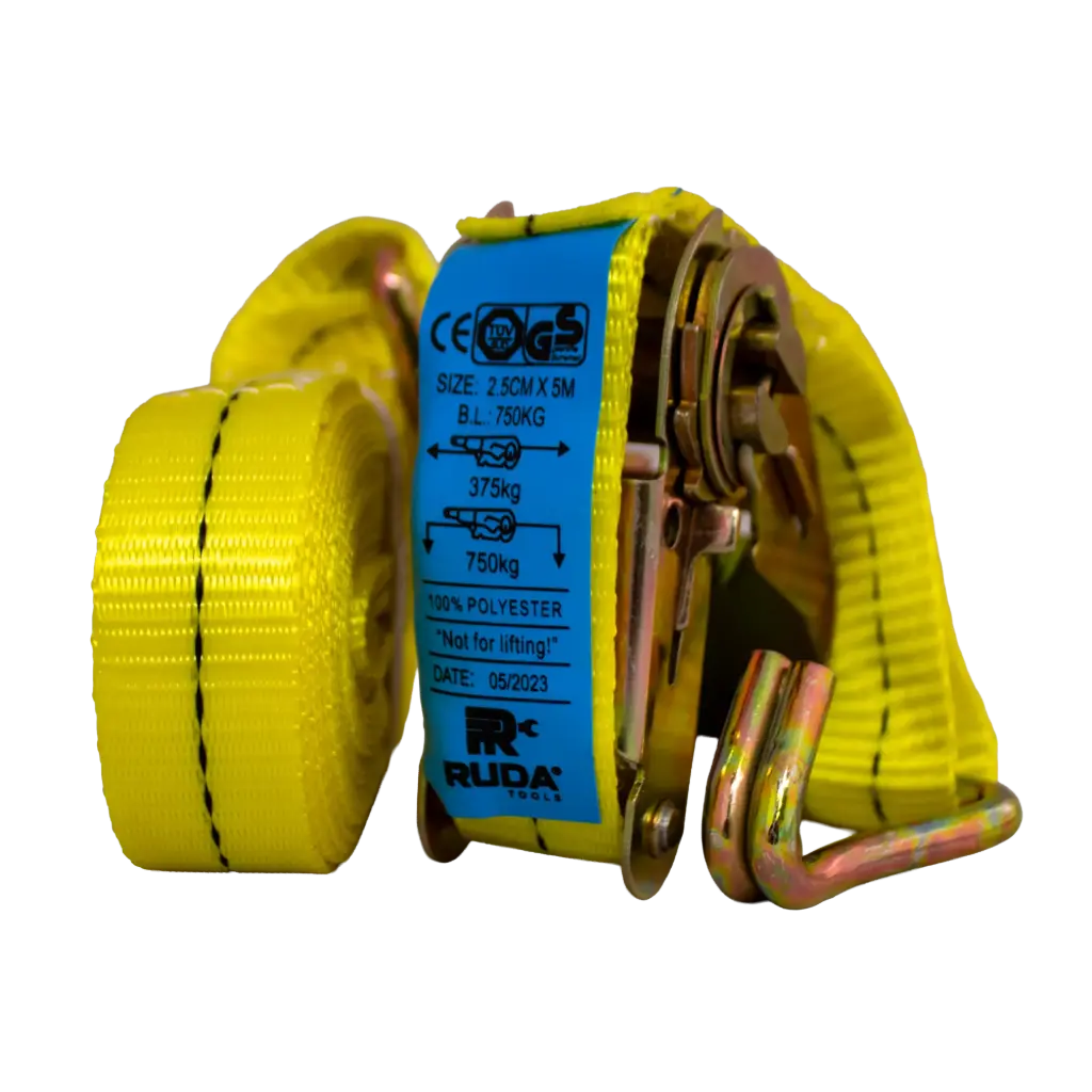 [RD-2.SXSM] Reata de Carga RUDA 1” x 5M con Trinquete y Gancho Doble | 750 kg 