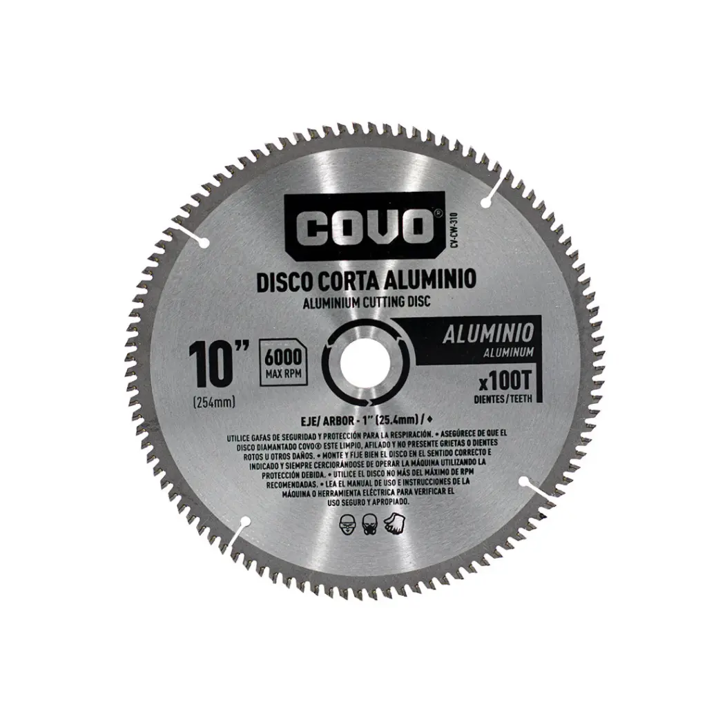 [7453038438933] Disco de Corte Aluminio 10" 100 Dientes COVO | Corte fino y preciso