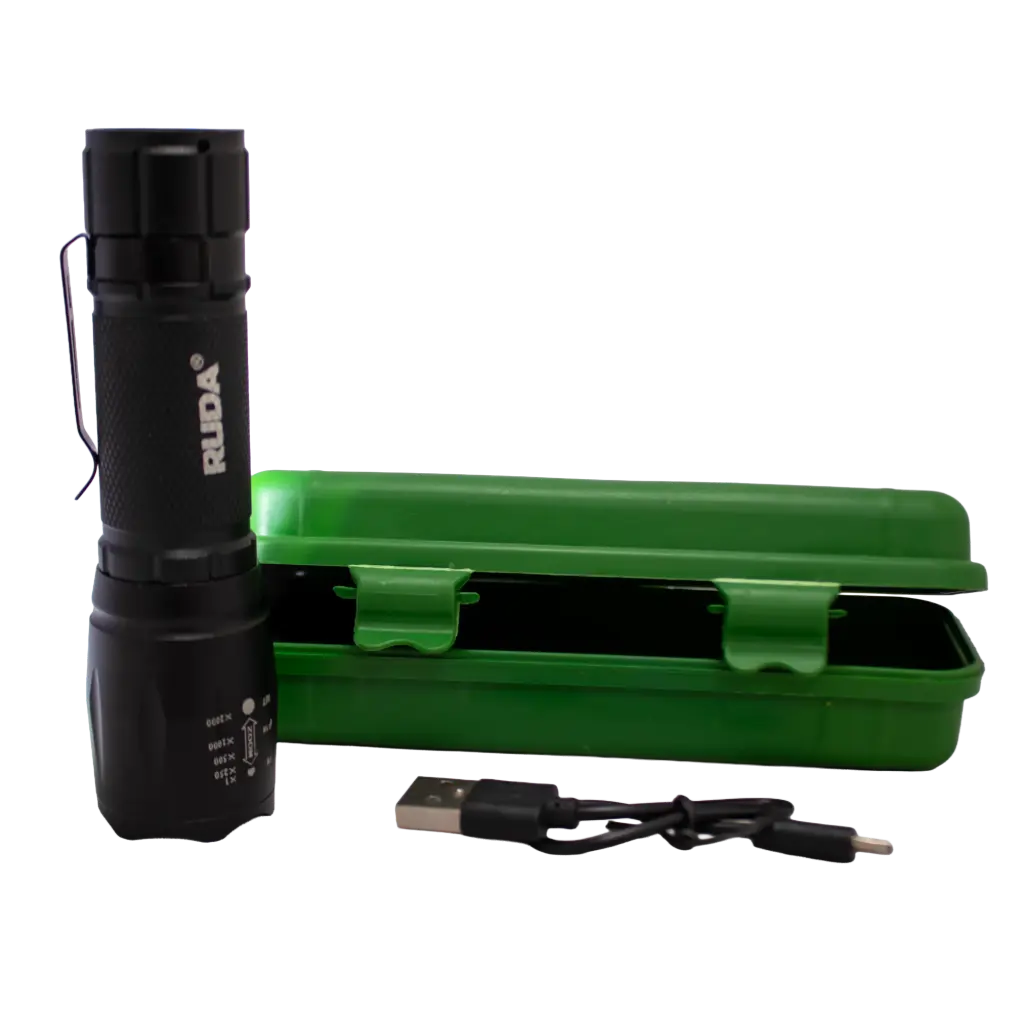 [RD-22] Linterna táctica recargable RUDA Tools 3 funciones con zoom