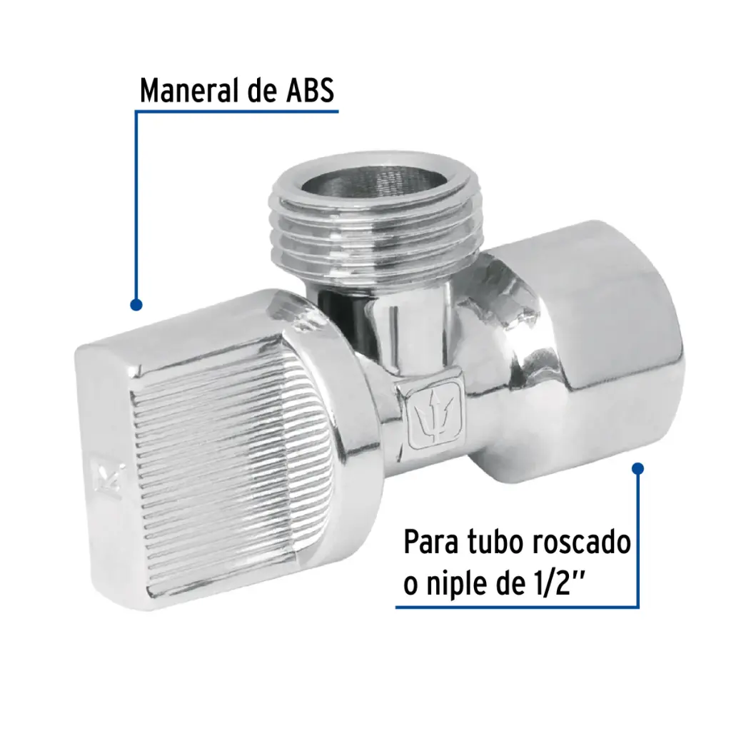 LLAVE ANGULAR MINI 1/2'' HEMBRA DE DOS SALIDAS 1/2'' MACHO NPT