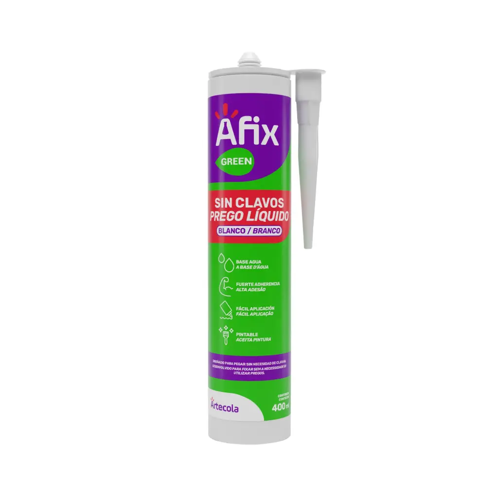 [7893528886958] ADHESIVO UNIVERSAL DE MONTAJE SIN CLAVOS AFIX GREEN 400GR