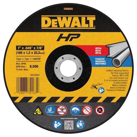 DISCO CORTE ACERO DEWALT 7X1/16' DW8065-AR 