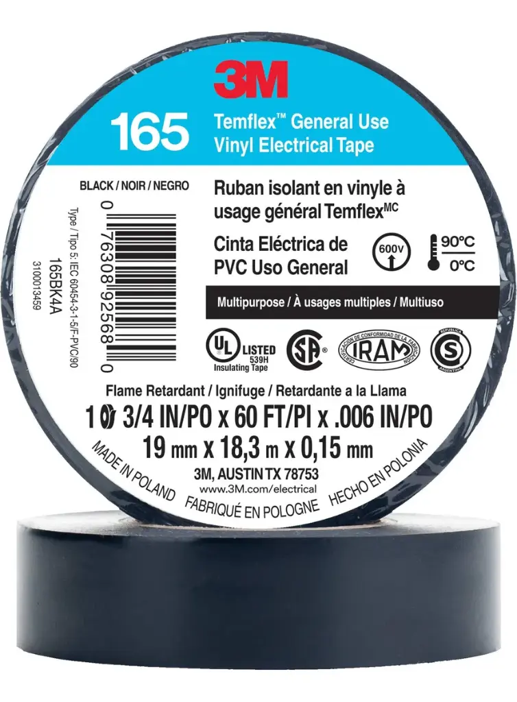 CINTA VINILO TEMFLEX165 U/GENERAL 9.14M NEGRA