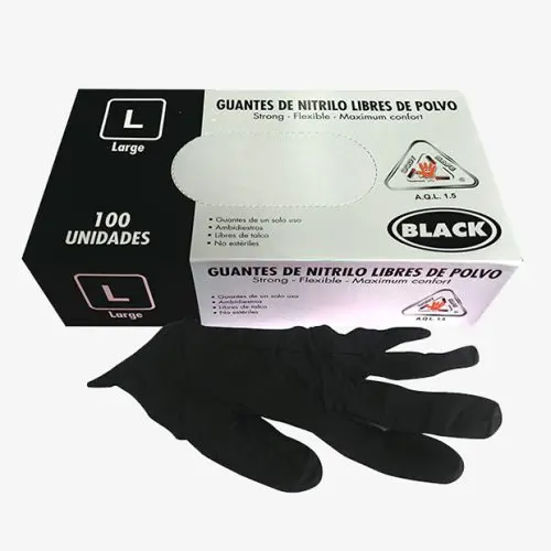 [612039] GUANTES NITRILO HD NEGRO BODY SAFE TALLA L