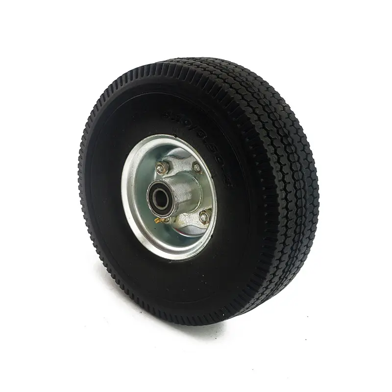 [609546] RUEDA ANTIPINCHAZO 350-4 CON EJE MACHO DE 5/8" NEGRA