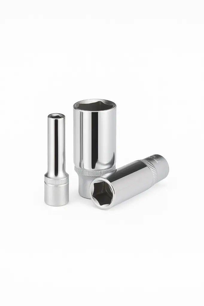 COPA CROMADA DE 6 PUNTOS LARGA 50MM CUADRANTE 1/4''