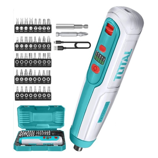 [TSDLI0403] ATORNILLADOR 1/4 BATERIA 4V 4NM C/40 PUNTAS