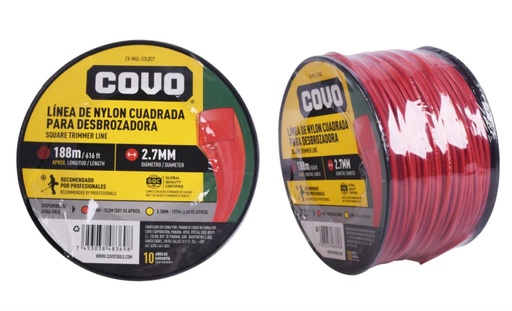 [(CV-MGL-S3LB27)] LÍNEA DE NYLON CUADRADA PARA DESBROZADORA 2.7MM 3LBS