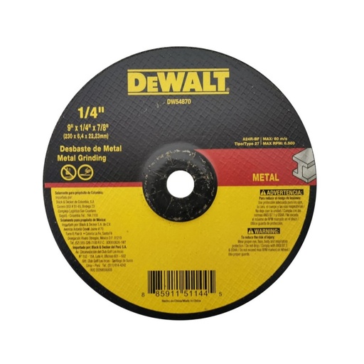 [DW44870/54870 (171120908)] DISCO PARA DESBASTE T27 9X1/4X7/8