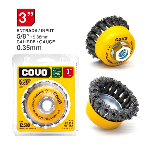 [(CV-WB-0103)] CEPILLO COPA ALAMBRE TRENZADO 3'