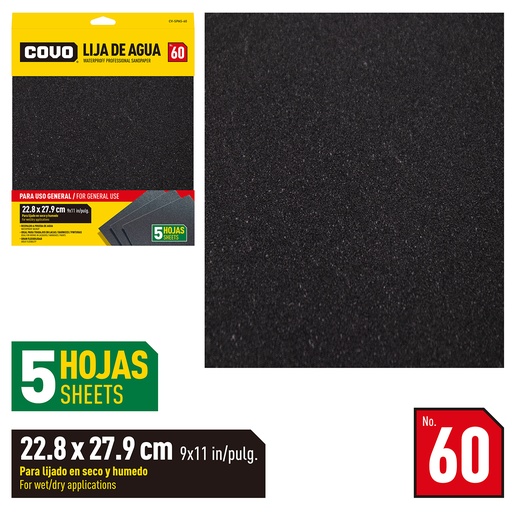 [(CV-SPA5-60)] LIJA DE AGUA GRANO 60 x 5 Unds.