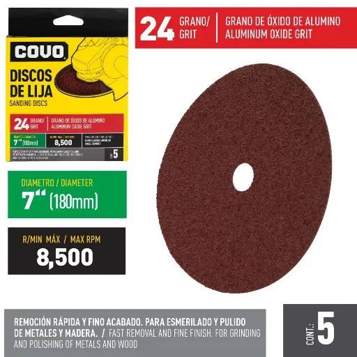 [(CV-SD-1824)] DISCO DE LIJA 7' GRANO 24 x 5 Unds.