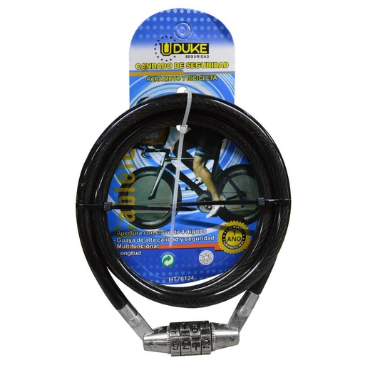 [6973877769735] CANDADO GUAYA BICICLETA CON CLAVE 4 DÍGITOS 1.5 MTS UDUKE