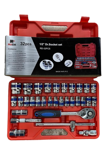 JUEGO DE COPAS 32PZ RACHET AZUL MARCA RUDA