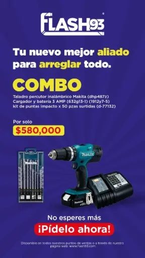 [181890] Combo Makita Taladro Percutor Inalámbrico 1/2″ + Set de 12 Brocas para Muro | Potencia + Precisión Profesional