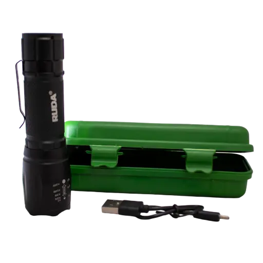 [RD-22] Linterna táctica recargable RUDA Tools 3 funciones con zoom