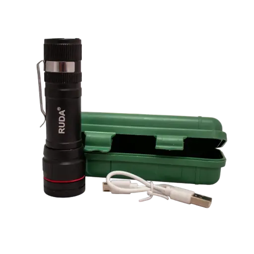 [RD-21] Linterna táctica recargable RUDA Tools mediana con zoom y 3 funciones