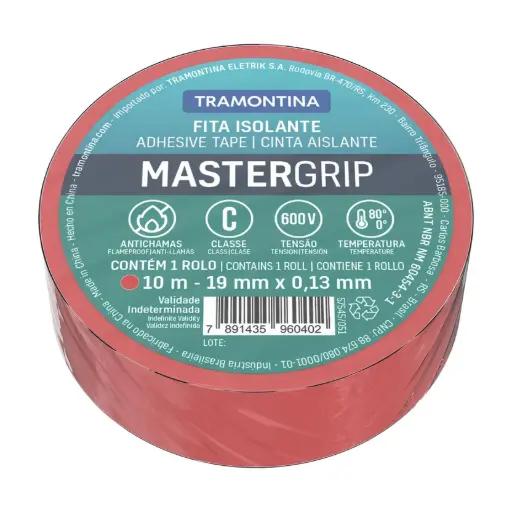 [7891435960402  (57545/051)] CINTA AISLANTE 10M 0.13MM ROJO