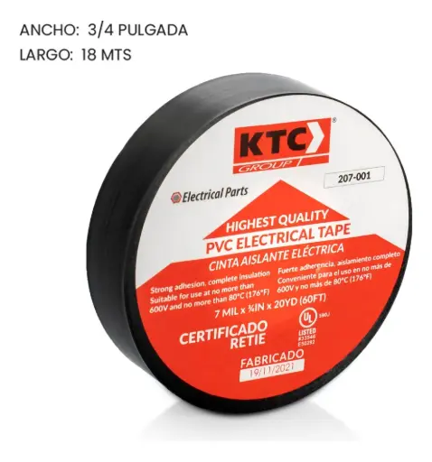 [207-001] CINTA AISLANTE NEGRA GRANDE 20YD KTC